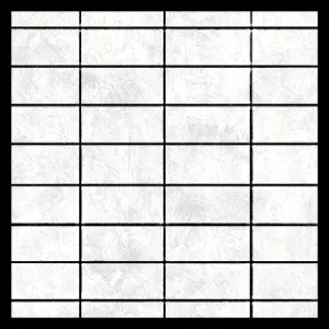 Stack bond tile pattern on a kitchen splashback, showing tiles aligned in a straight grid.